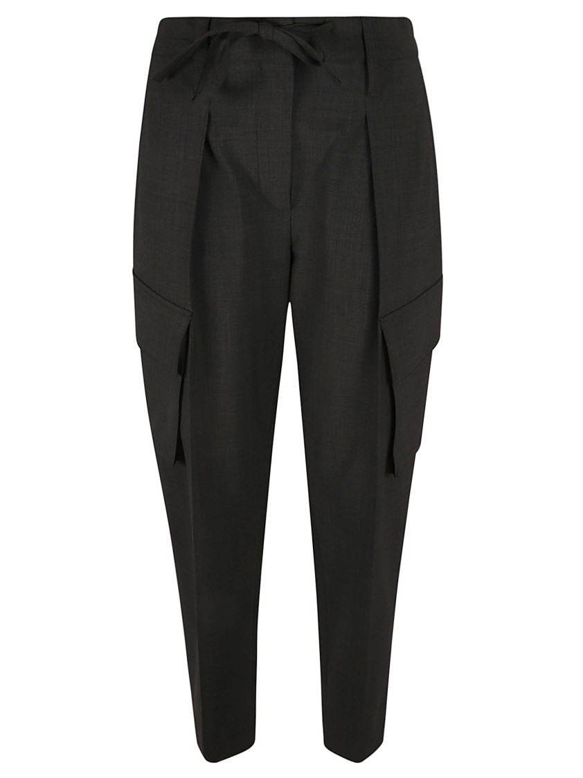 Brunello Cucinelli Tailored Grey Trousers With Cargo Pockets Zwart