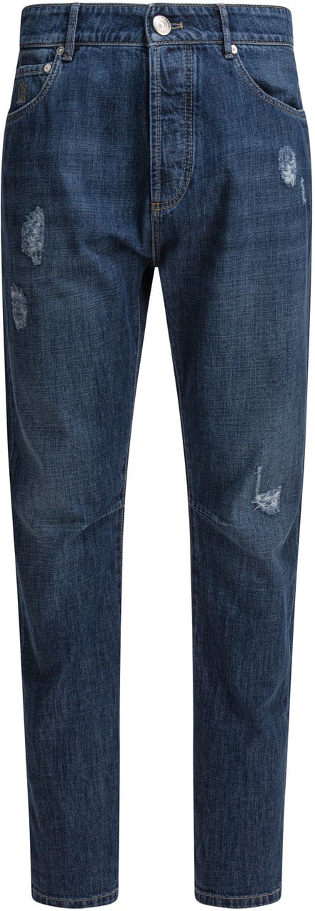 Brunello Cucinelli Five-pocket leisure fit jeans Blauw