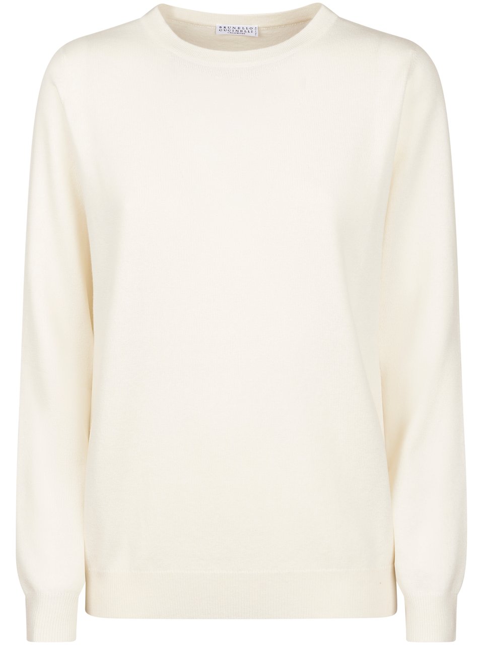 Brunello Cucinelli Classic Crew Neck Cashmere Sweater with Ribbed Detailing Wit