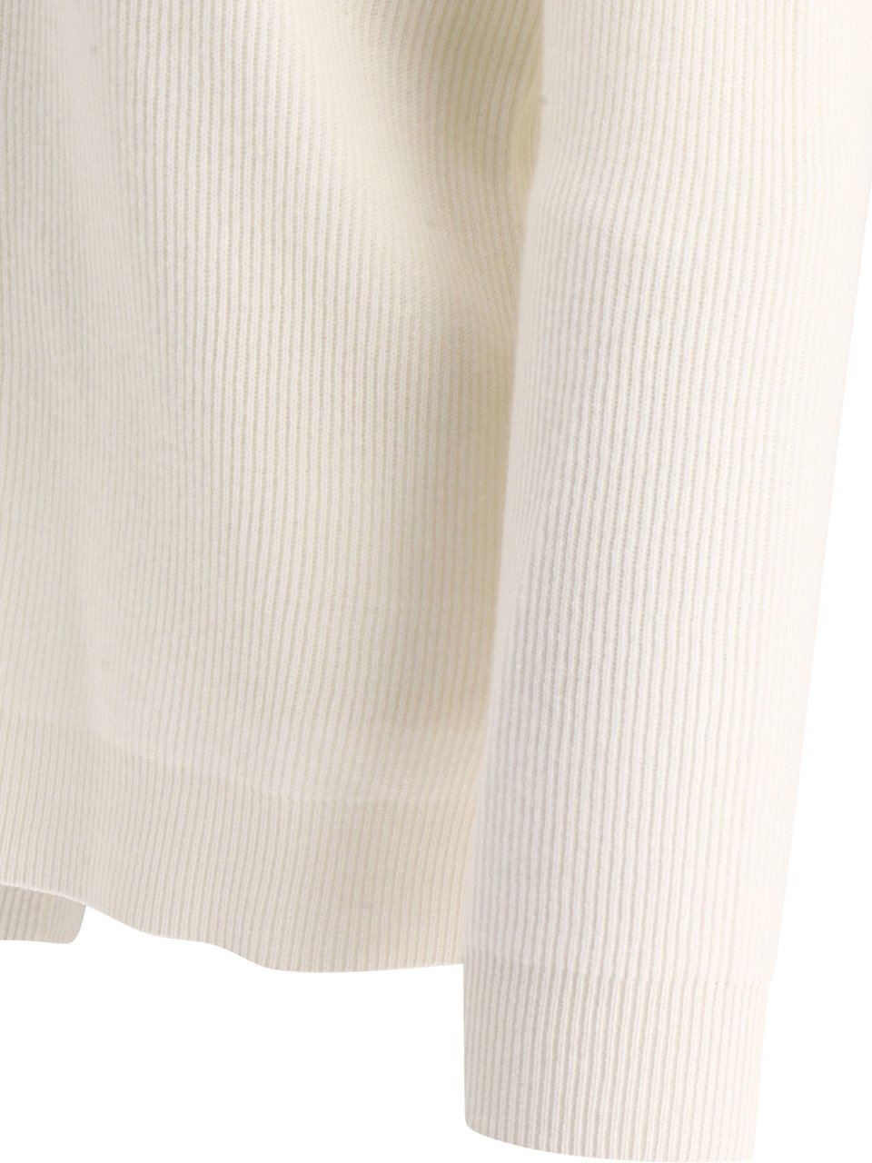 Brunello Cucinelli Cashmere english rib sweater with monili Wit
