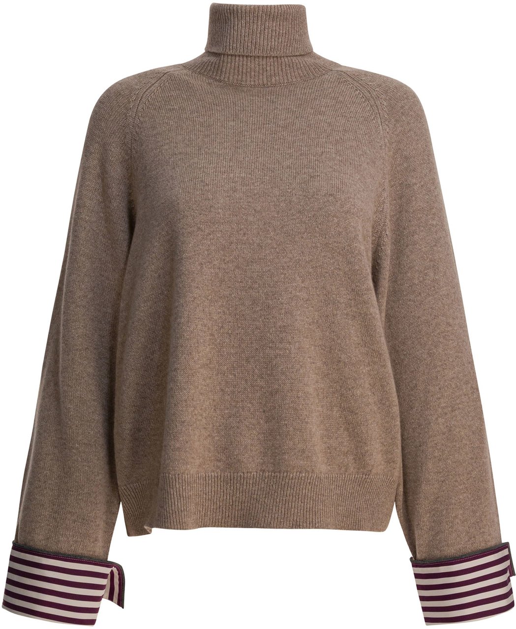 Brunello Cucinelli Turtleneck Sweater with Shiny Shirt Details Bruin