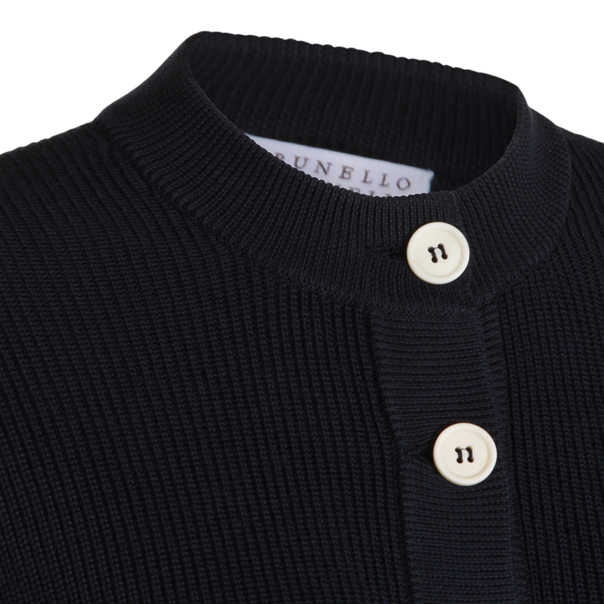 Brunello Cucinelli Ribbed Knit Cardigan with Button-Down Front Zwart