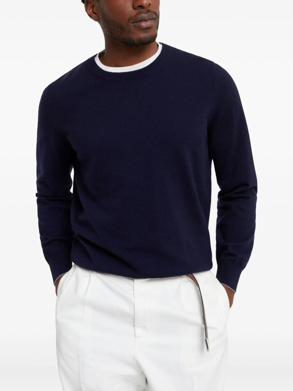Brunello Cucinelli Finely Knit Pure Cashmere Crewneck Sweater Neutraal