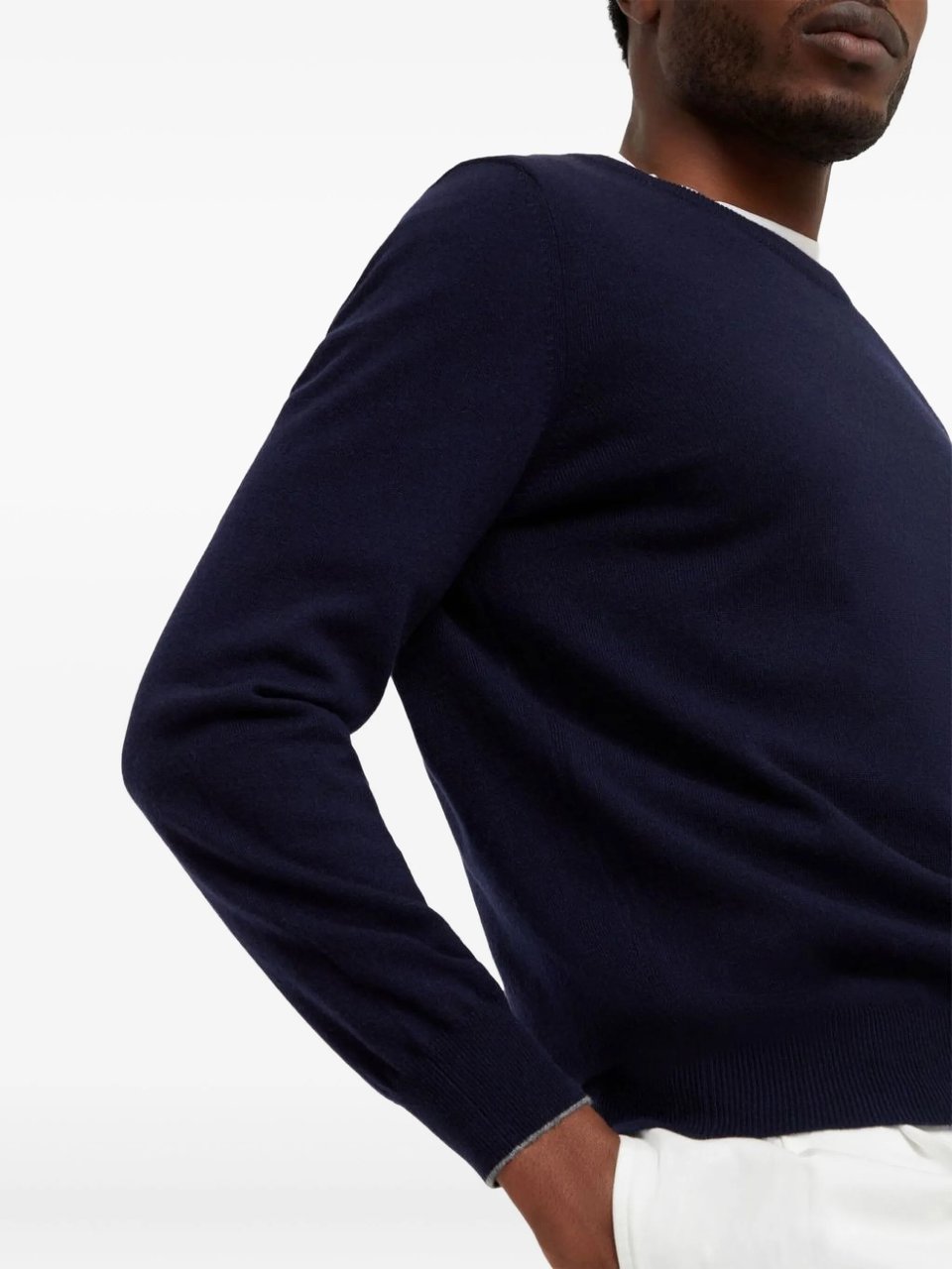 Brunello Cucinelli Finely Knit Pure Cashmere Crewneck Sweater Neutraal