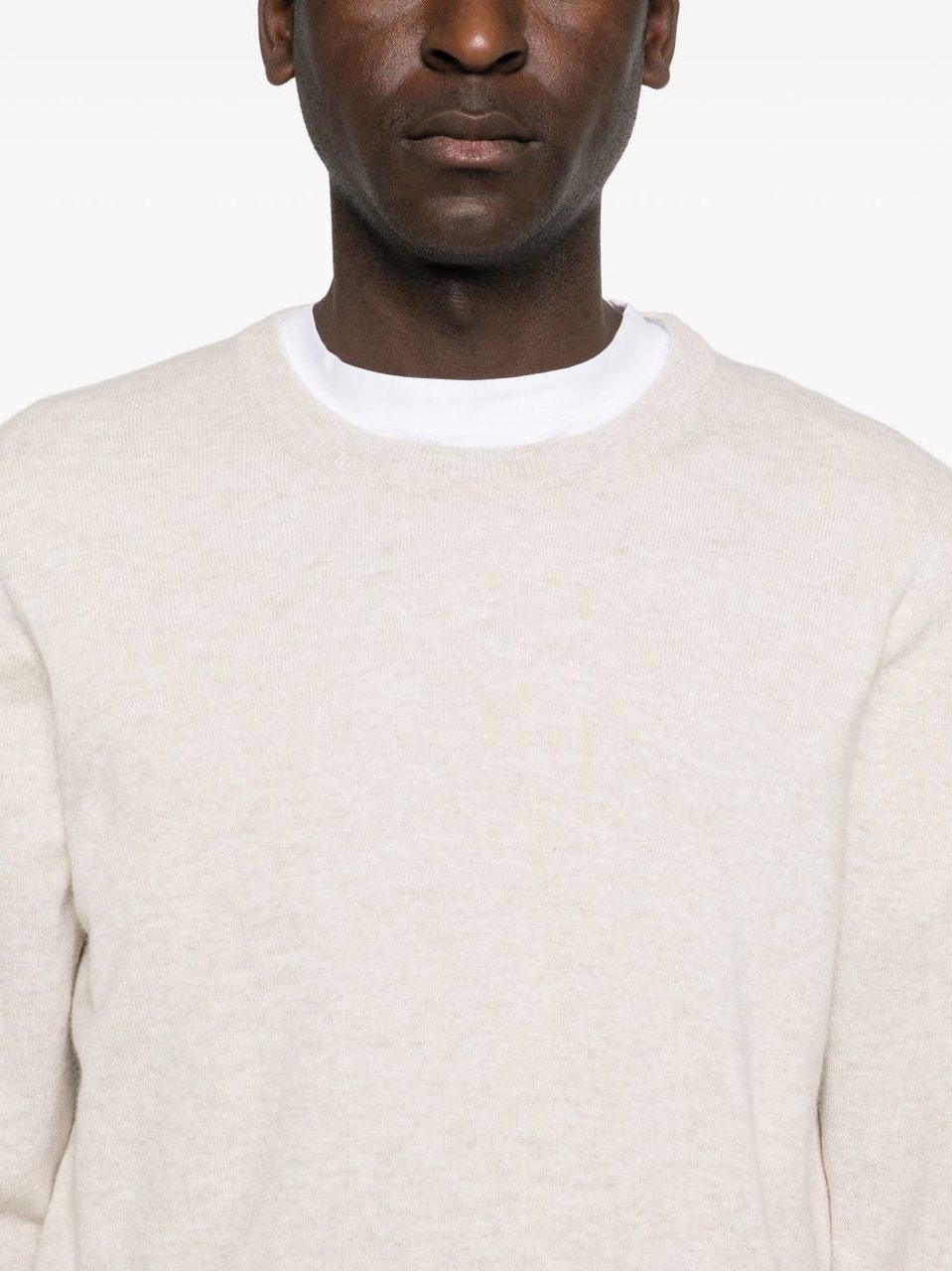 Brunello Cucinelli Beige Ribbed Finish Cashmere Sweater Wit