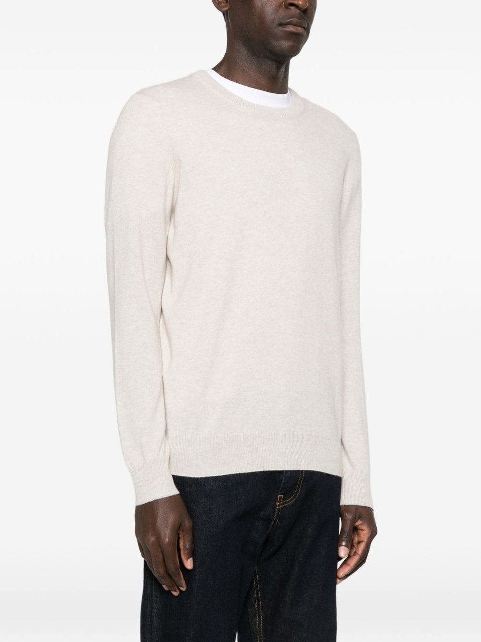 Brunello Cucinelli Beige Ribbed Finish Cashmere Sweater Wit