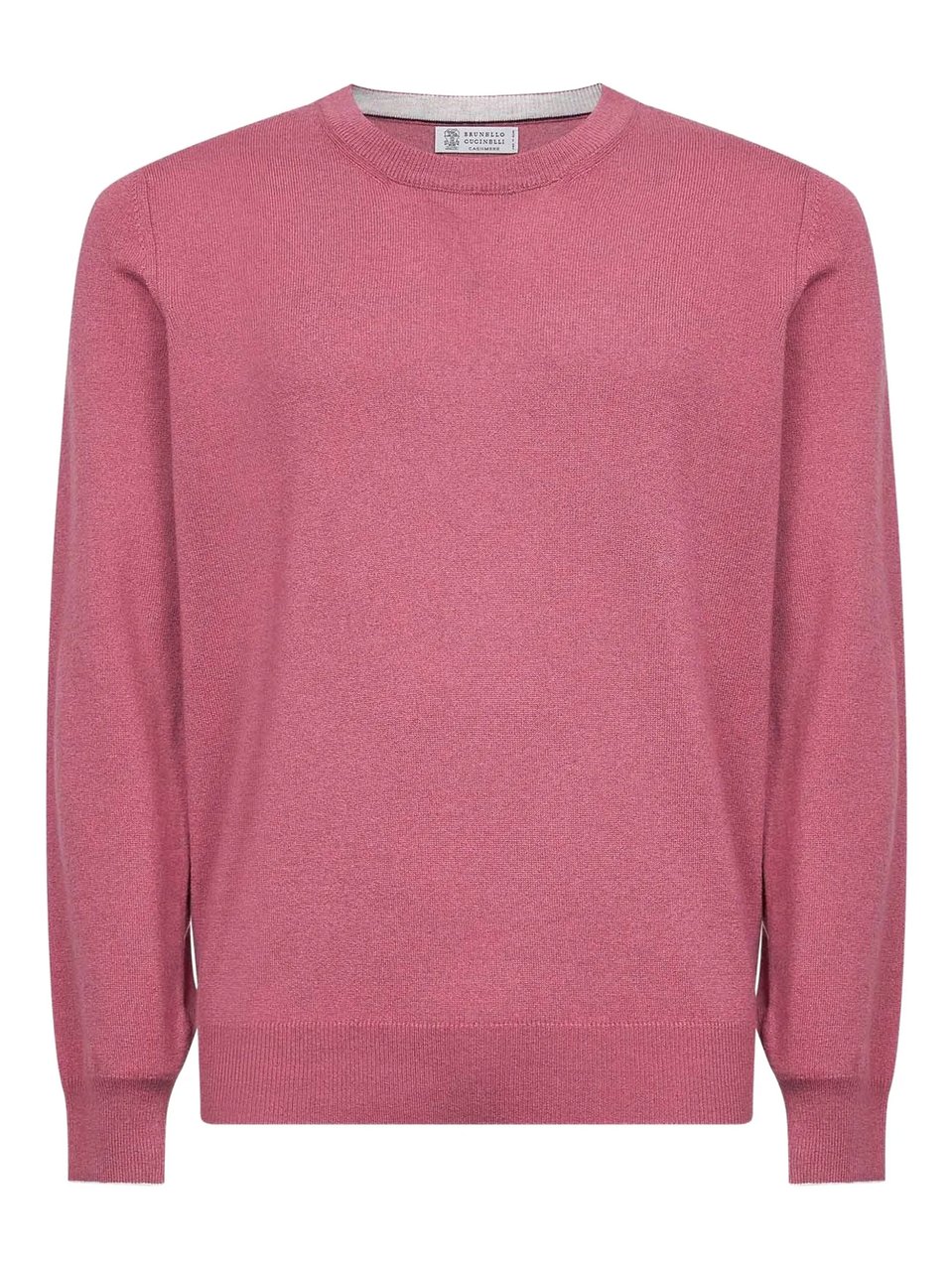 Brunello Cucinelli Red Ribbed Trims Cashmere Sweater Roze