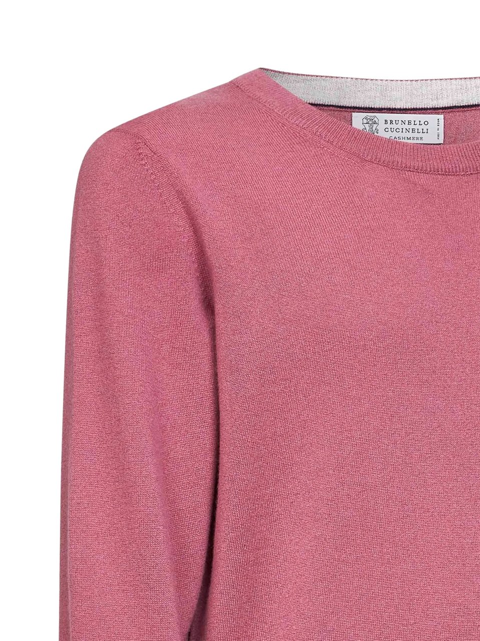 Brunello Cucinelli Red Ribbed Trims Cashmere Sweater Roze