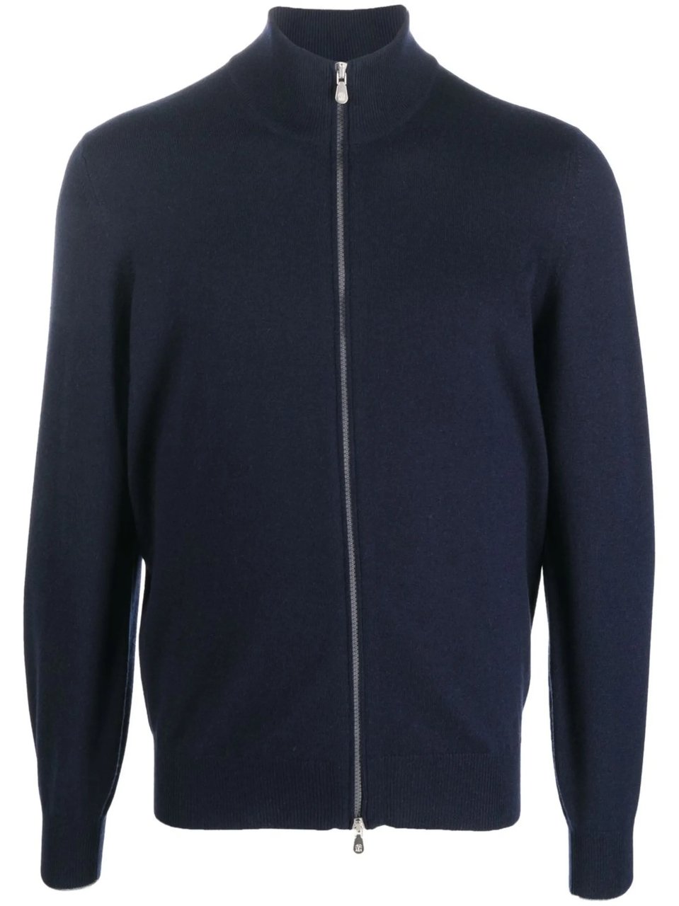 Brunello Cucinelli Deep Navy Cashmere High-Neck Cardigan Blauw