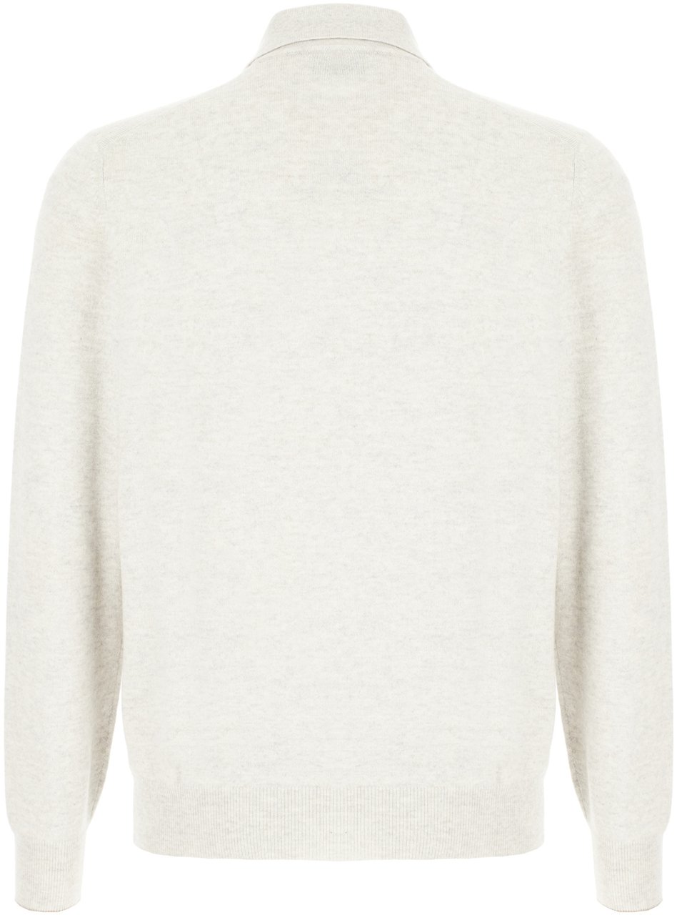 Brunello Cucinelli Brunello Cucinelli Melange grey cashmere polo shirt Grijs