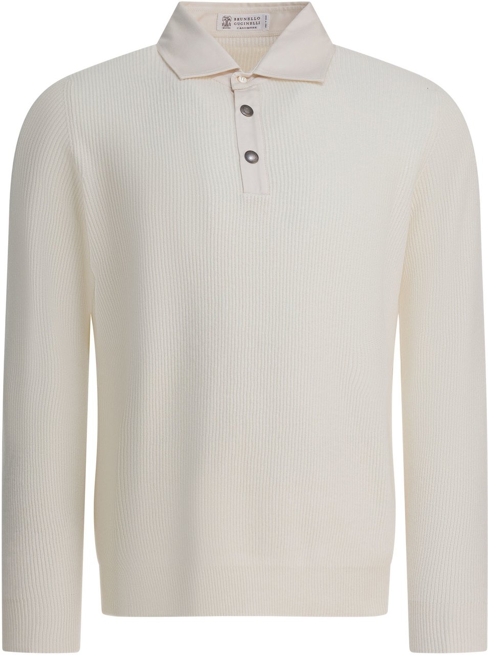 Brunello Cucinelli Ribbed knit polo shirt Wit