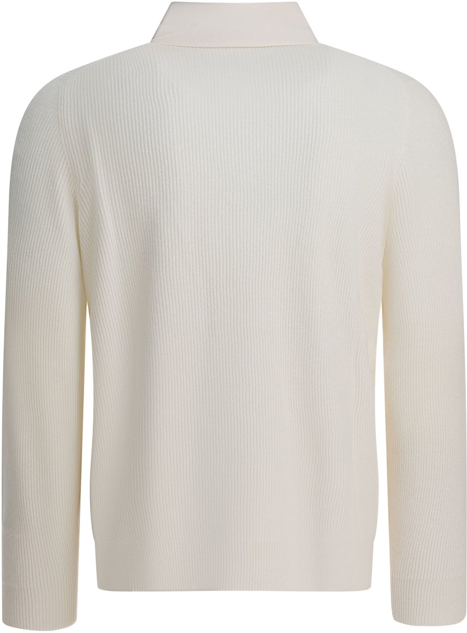 Brunello Cucinelli Ribbed knit polo shirt Wit