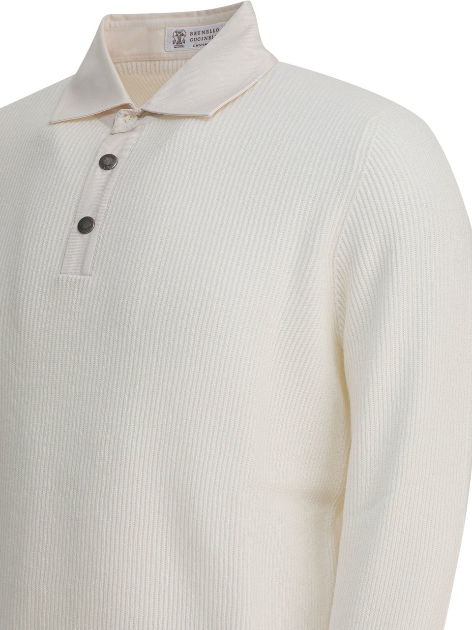 Brunello Cucinelli Ribbed knit polo shirt Wit