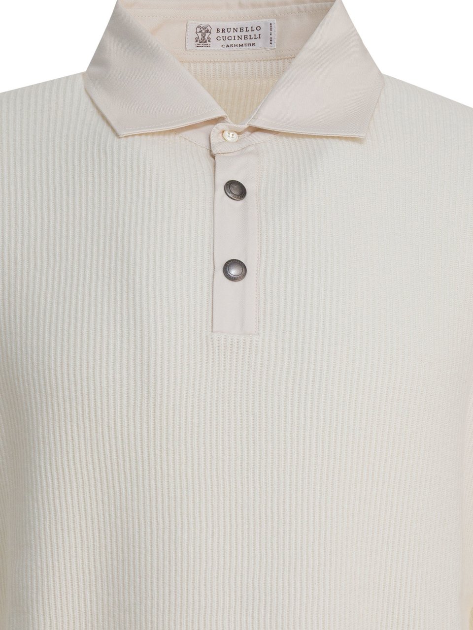 Brunello Cucinelli Ribbed knit polo shirt Wit
