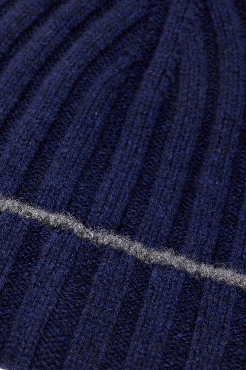 Brunello Cucinelli Midnight blue cashmere beanie hat Blauw