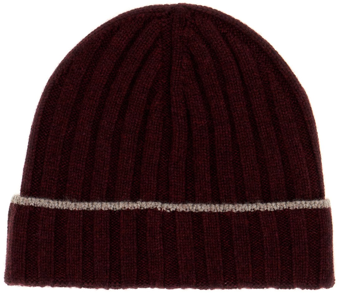 Brunello Cucinelli Bordeaux cashmere beanie hat Rood