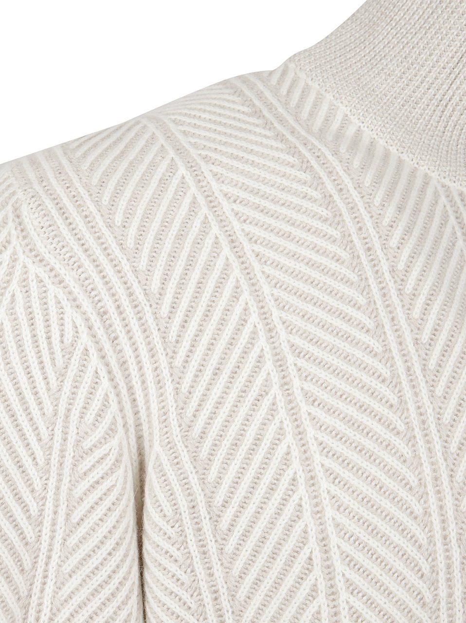 Brunello Cucinelli Turtleneck Sweater In Fine Herringbone Weave Wit