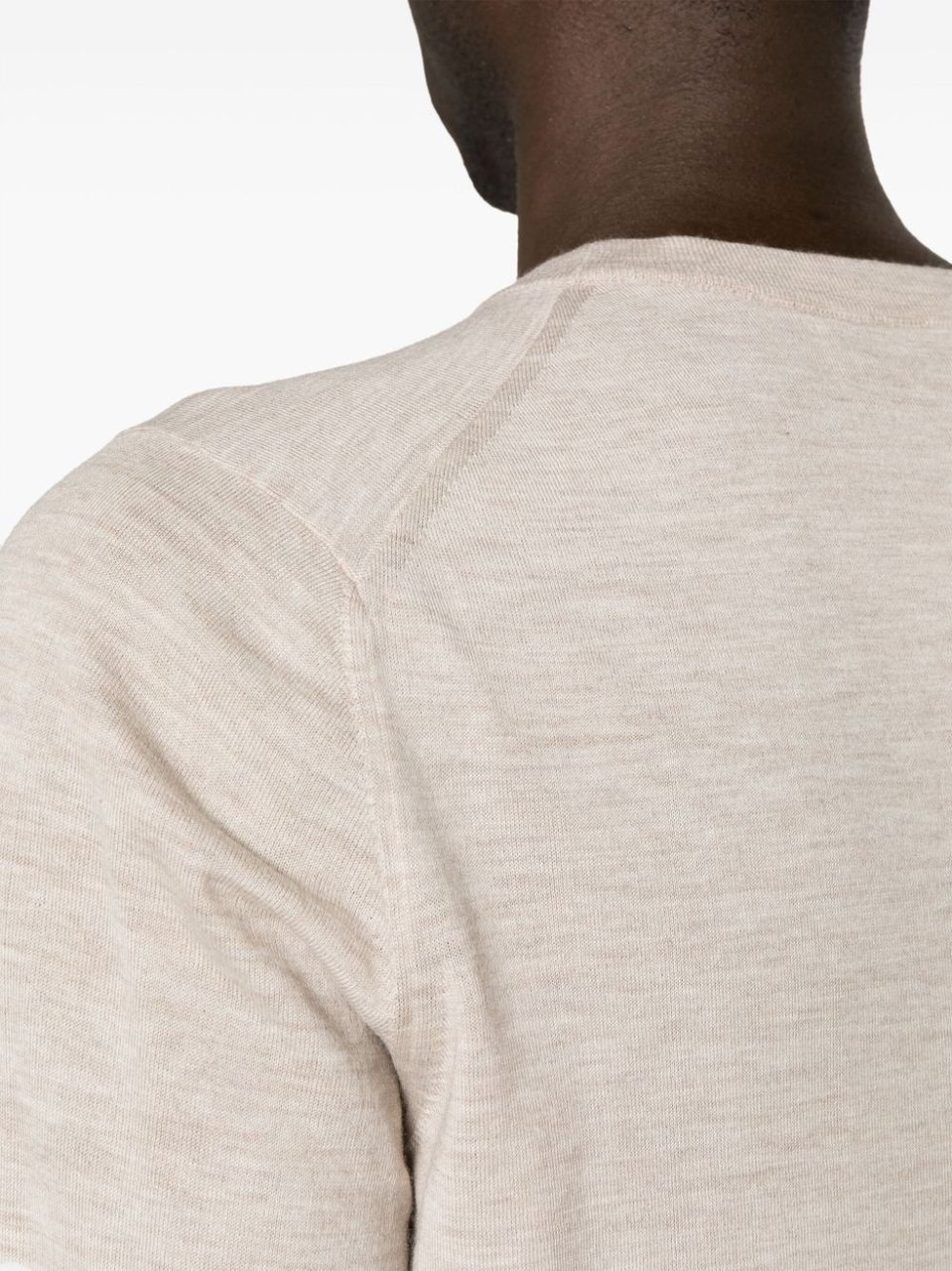Brunello Cucinelli Beige Ribbed Finishes Wool-Cashmere Sweater Neutraal