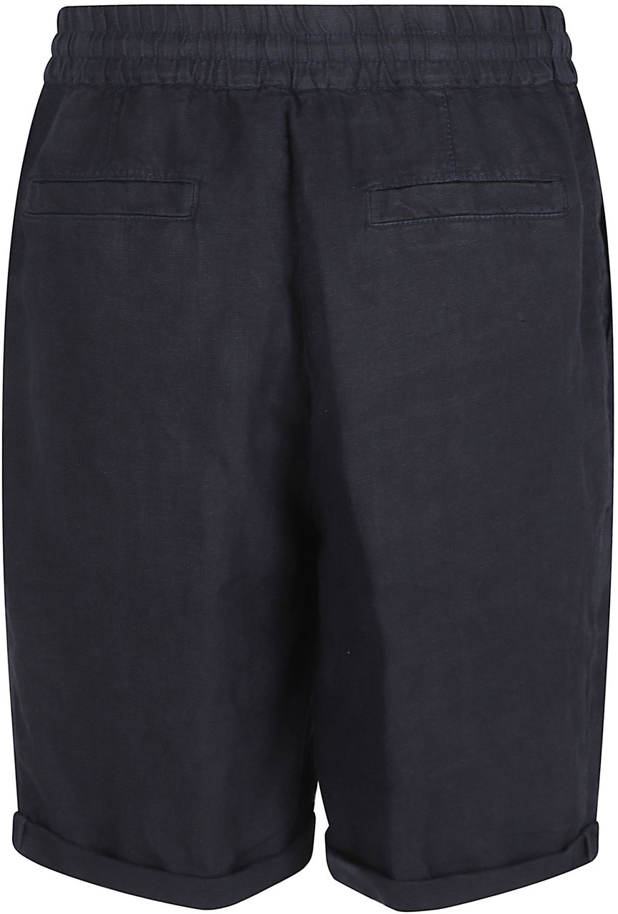 Brunello Cucinelli Relaxed Fit Linen Shorts with Drawstring Waistband Zwart
