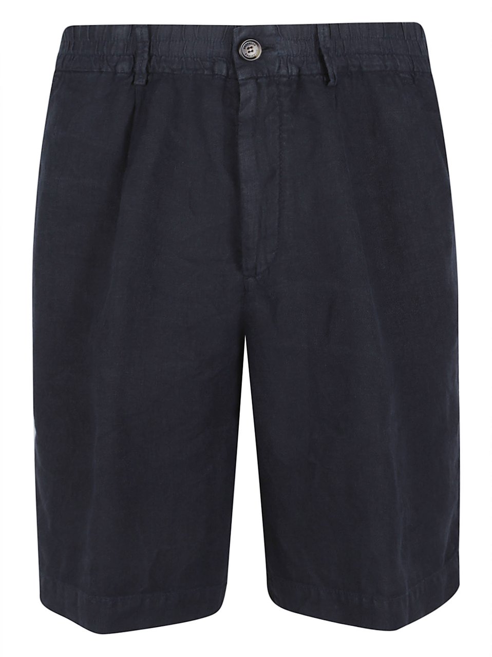 Brunello Cucinelli Tailored Black Linen Shorts with Flap Pockets Zwart