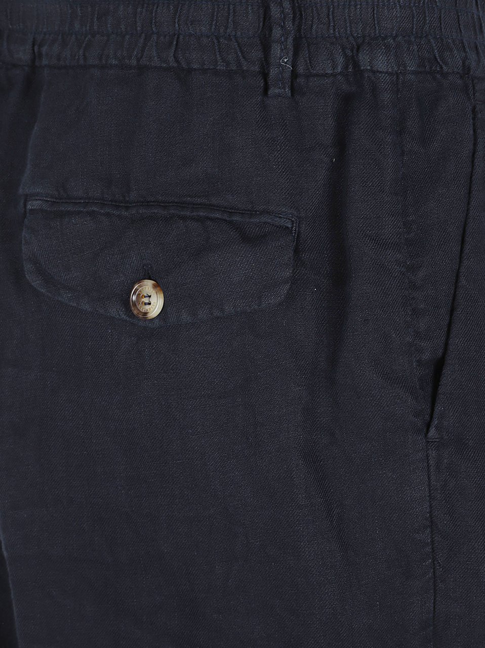 Brunello Cucinelli Tailored Black Linen Shorts with Flap Pockets Zwart