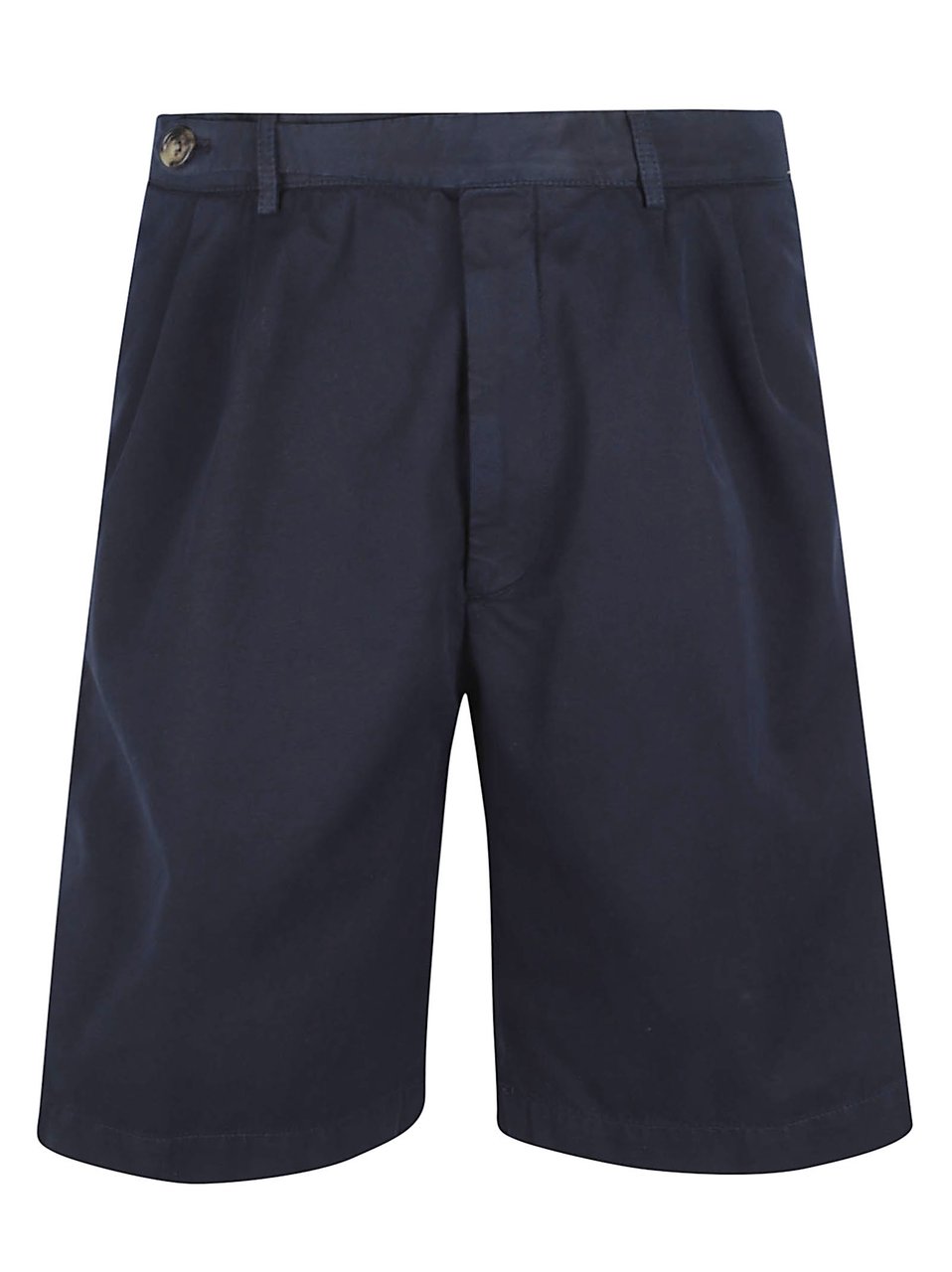 Brunello Cucinelli Tailored Blue Shorts with Flat Front and Belt Loops Zwart