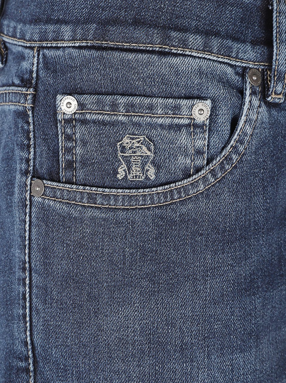 Brunello Cucinelli Blue Mid-Rise Denim Five-Pocket Jeans Zwart