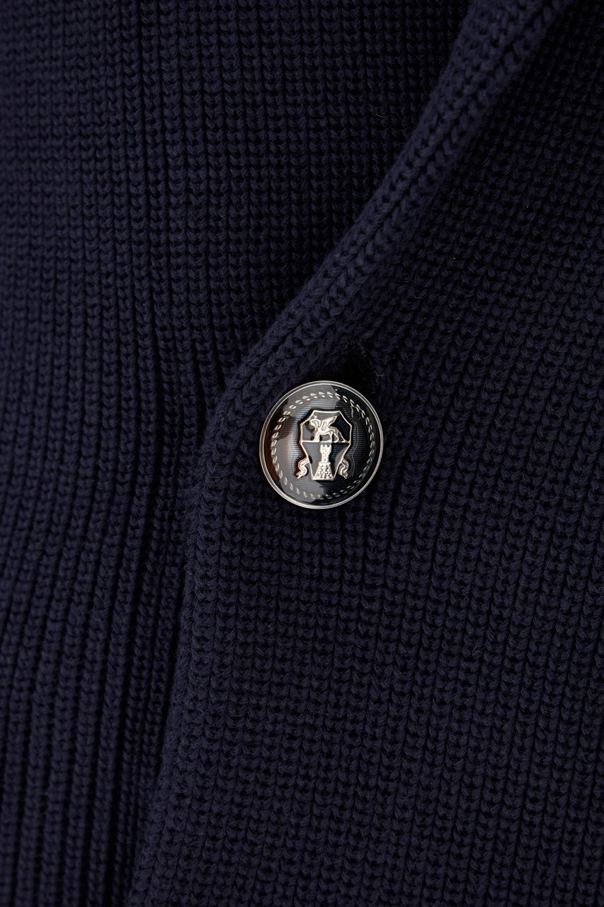 Brunello Cucinelli Brunello Cucinelli Midnight blue cotton cardigan Blauw