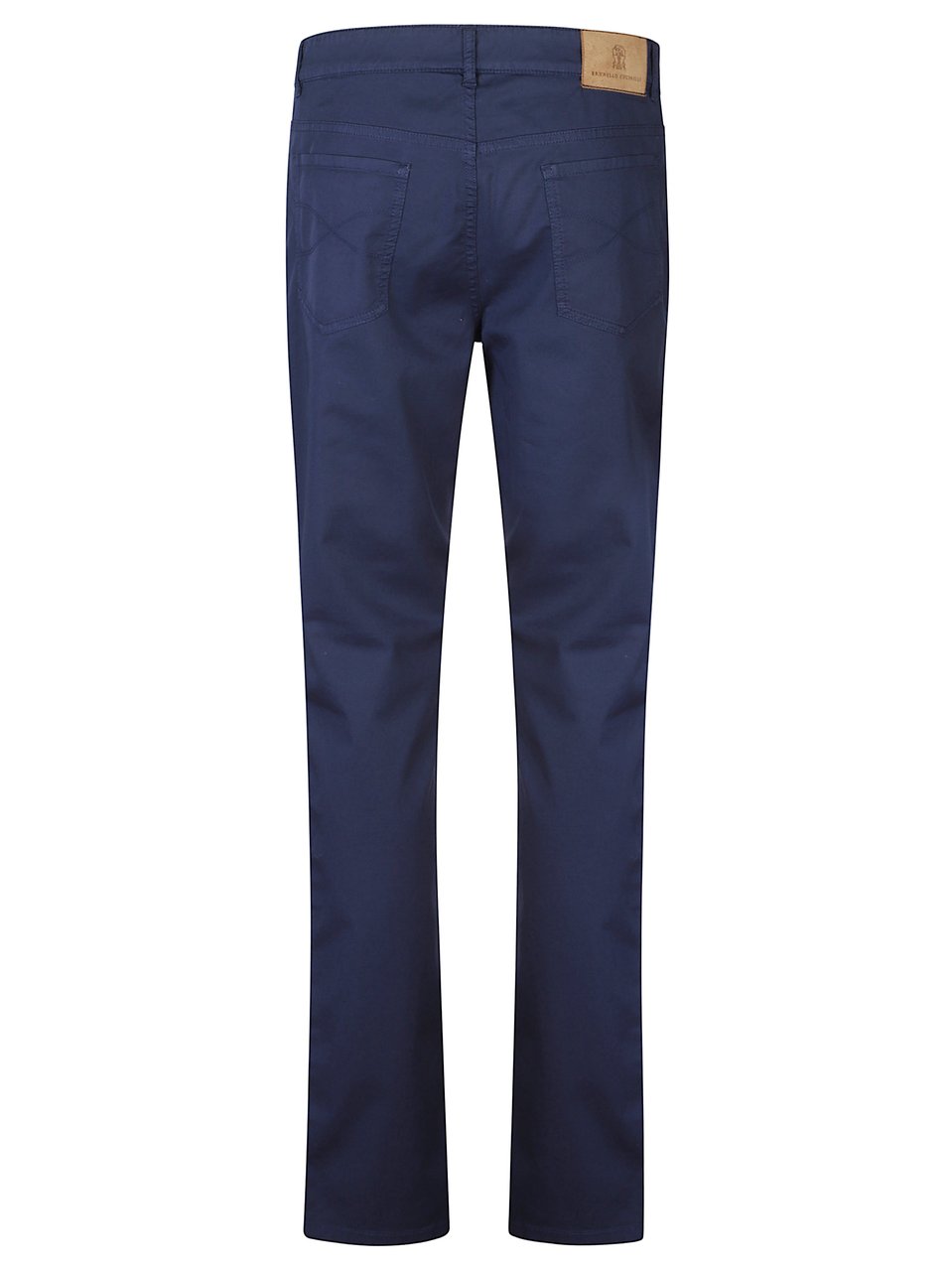 Brunello Cucinelli Blue Embroidered Logo Cotton Formal Pants Blauw