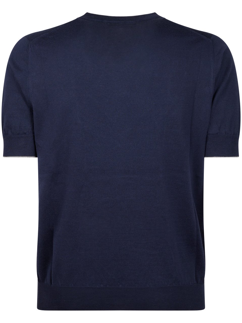 Brunello Cucinelli Short-Sleeved Deep Navy Knit Top Zwart