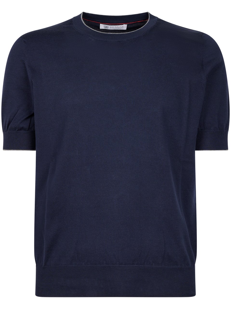 Brunello Cucinelli Short-Sleeved Deep Navy Knit Top Zwart