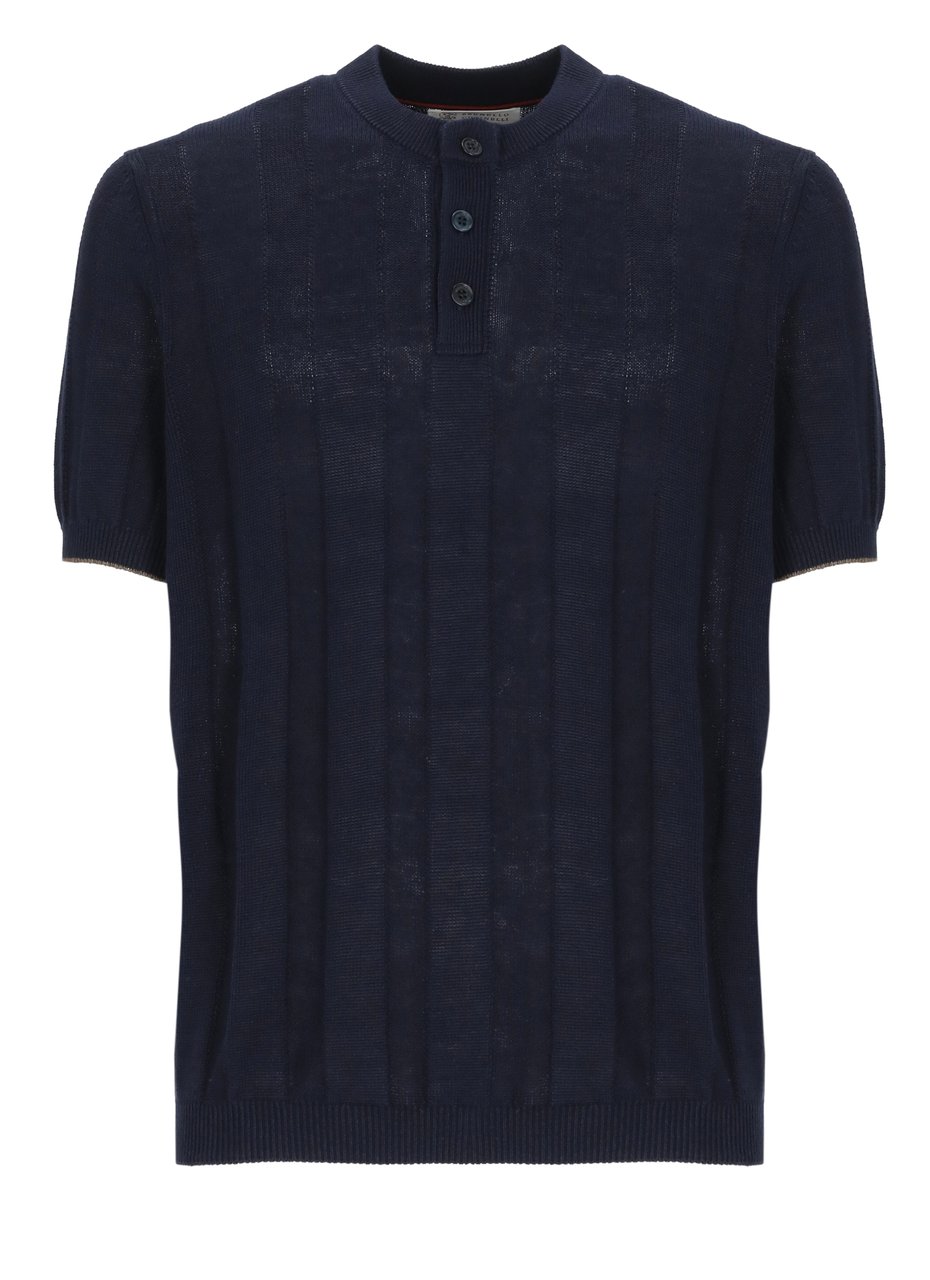 Brunello Cucinelli T-Shirts And Polos Blue Blauw