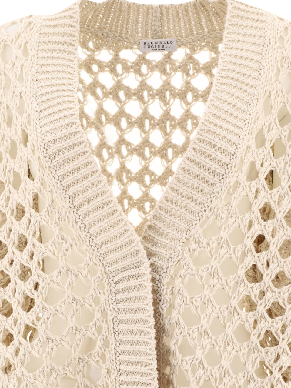 Brunello Cucinelli Juta and cotton mesh cardigan Beige