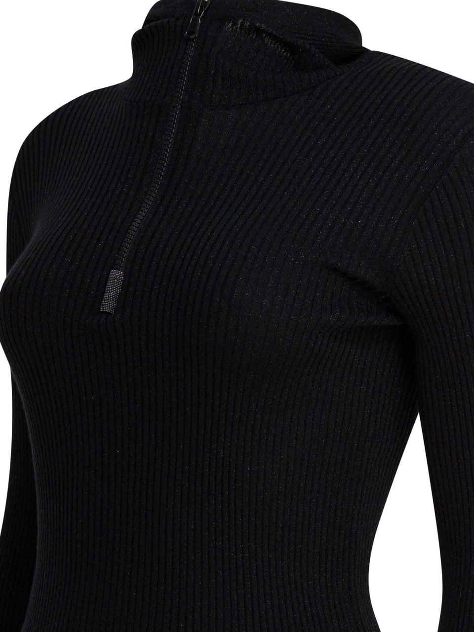 Brunello Cucinelli Sweater with hood and half zipper Zwart