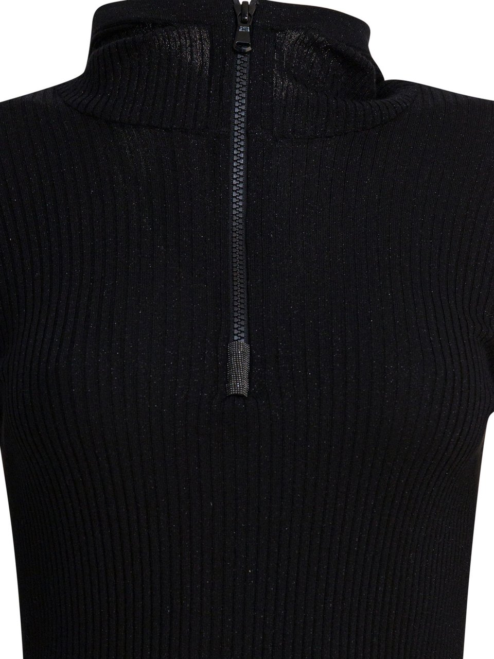 Brunello Cucinelli Sweater with hood and half zipper Zwart