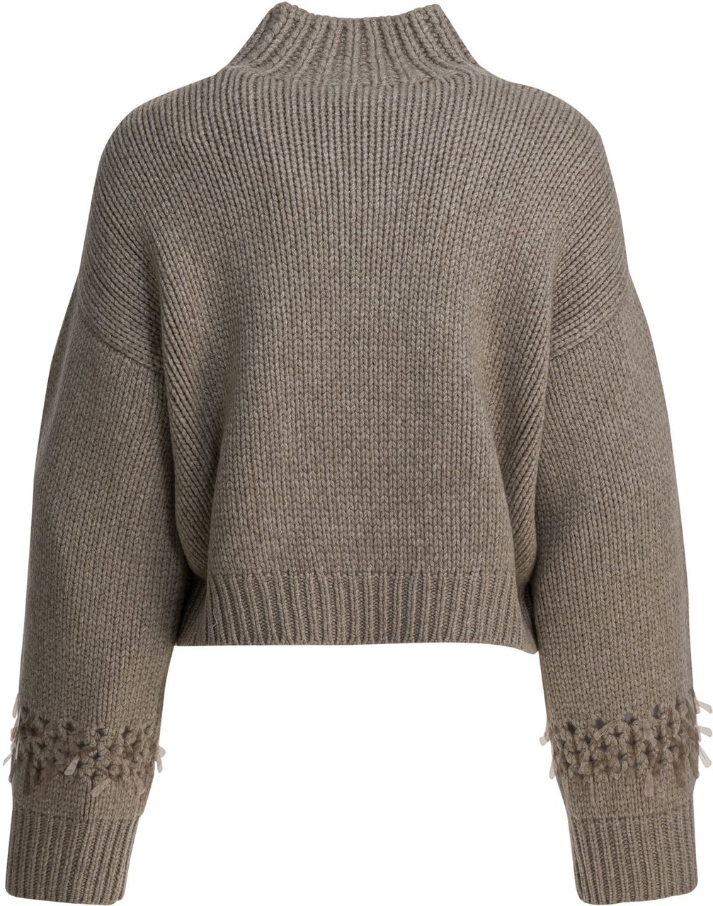 Brunello Cucinelli Embellished cashmere crewneck sweater Bruin
