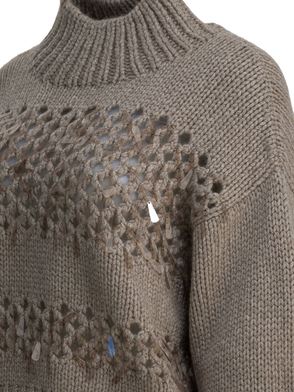 Brunello Cucinelli Embellished cashmere crewneck sweater Bruin