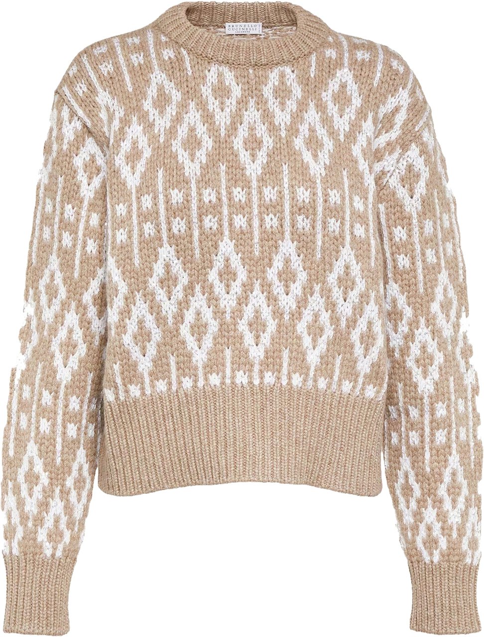 Brunello Cucinelli Jacquard Cashmere Sweater Bruin