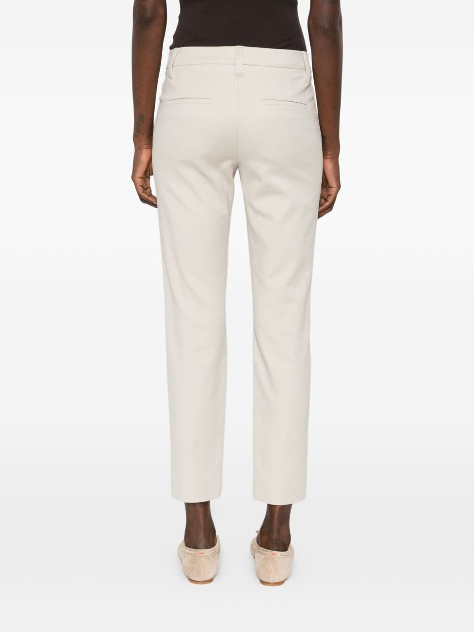 Brunello Cucinelli White Side Gusset Pockets Cotton Straight-Leg Pants Wit