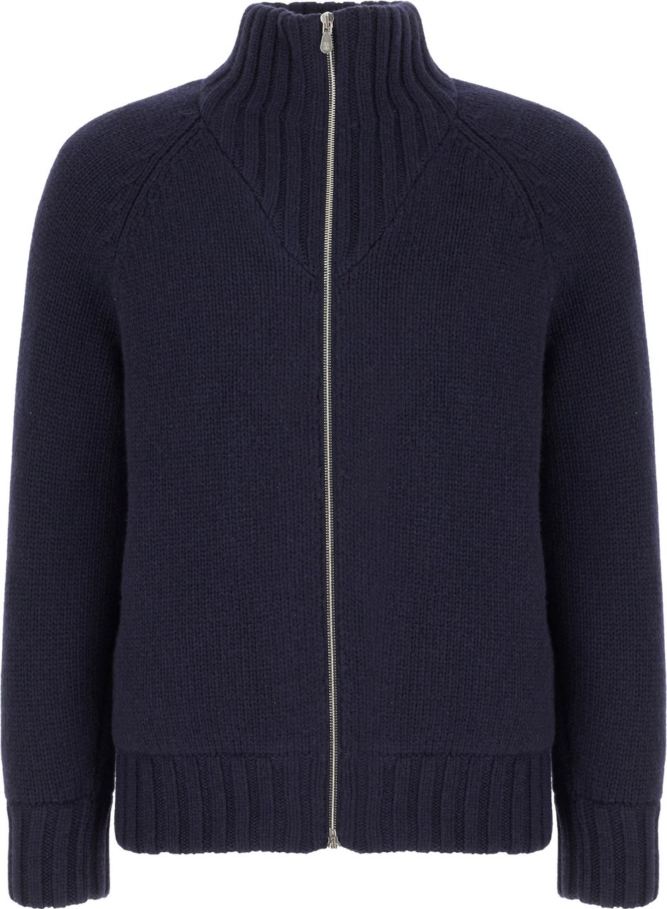 Brunello Cucinelli Navy blue cashmere down jacket Blauw