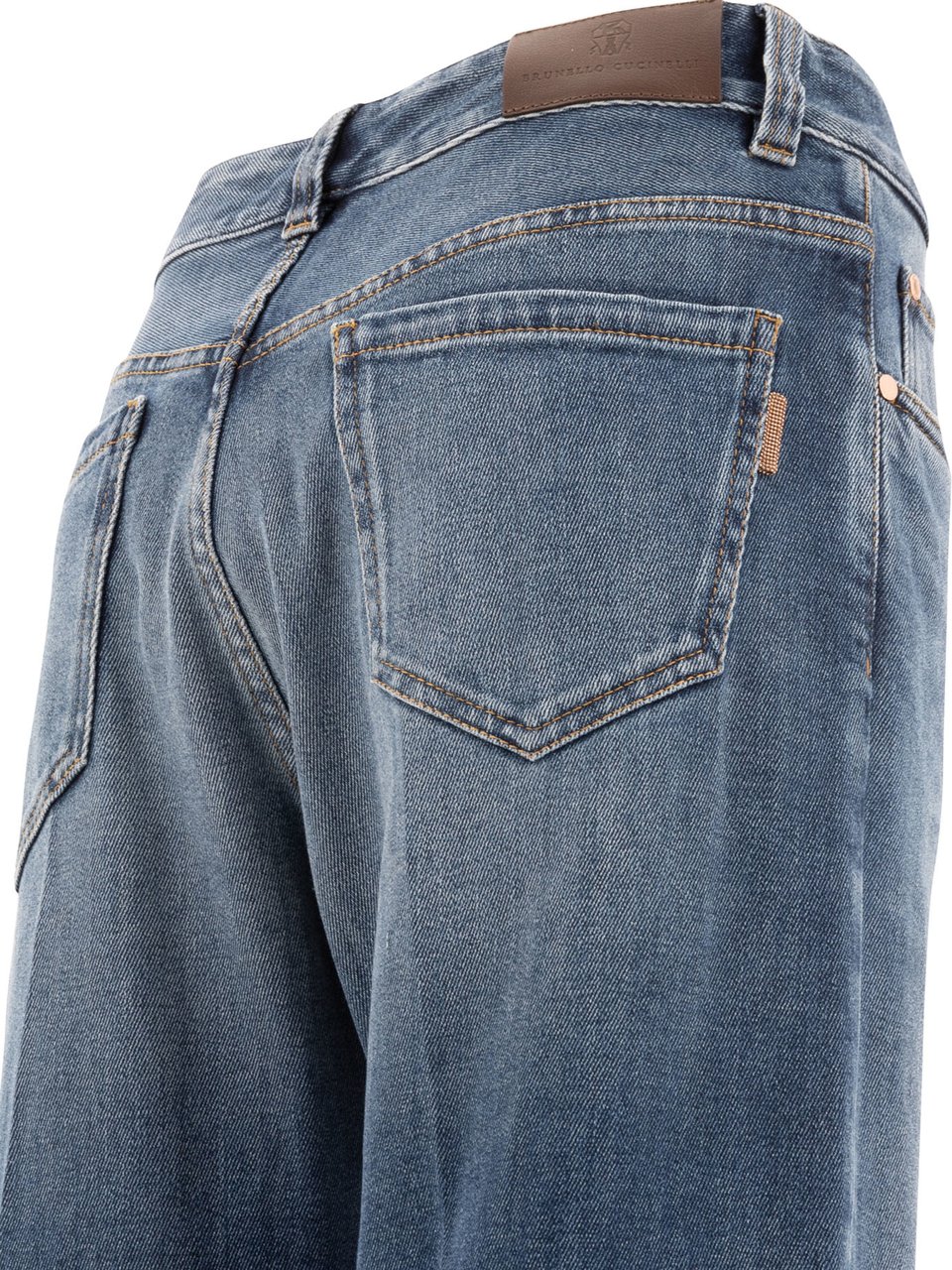 Brunello Cucinelli Jeans with Shiny Tab Blauw