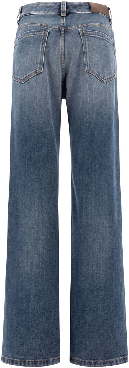 Brunello Cucinelli Jeans with Shiny Tab Blauw