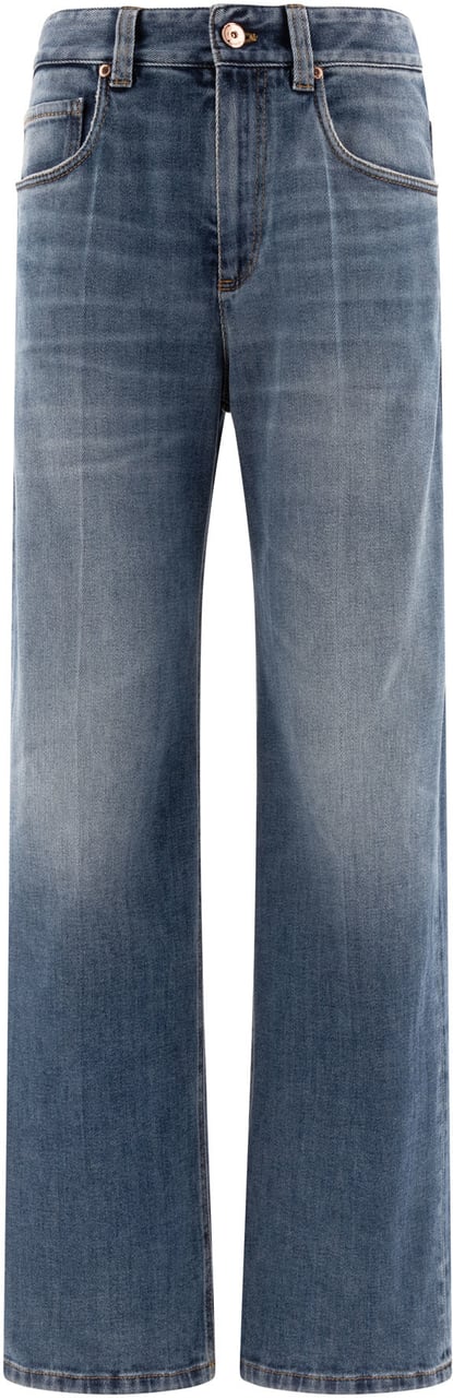 Brunello Cucinelli Jeans with Shiny Tab Blauw