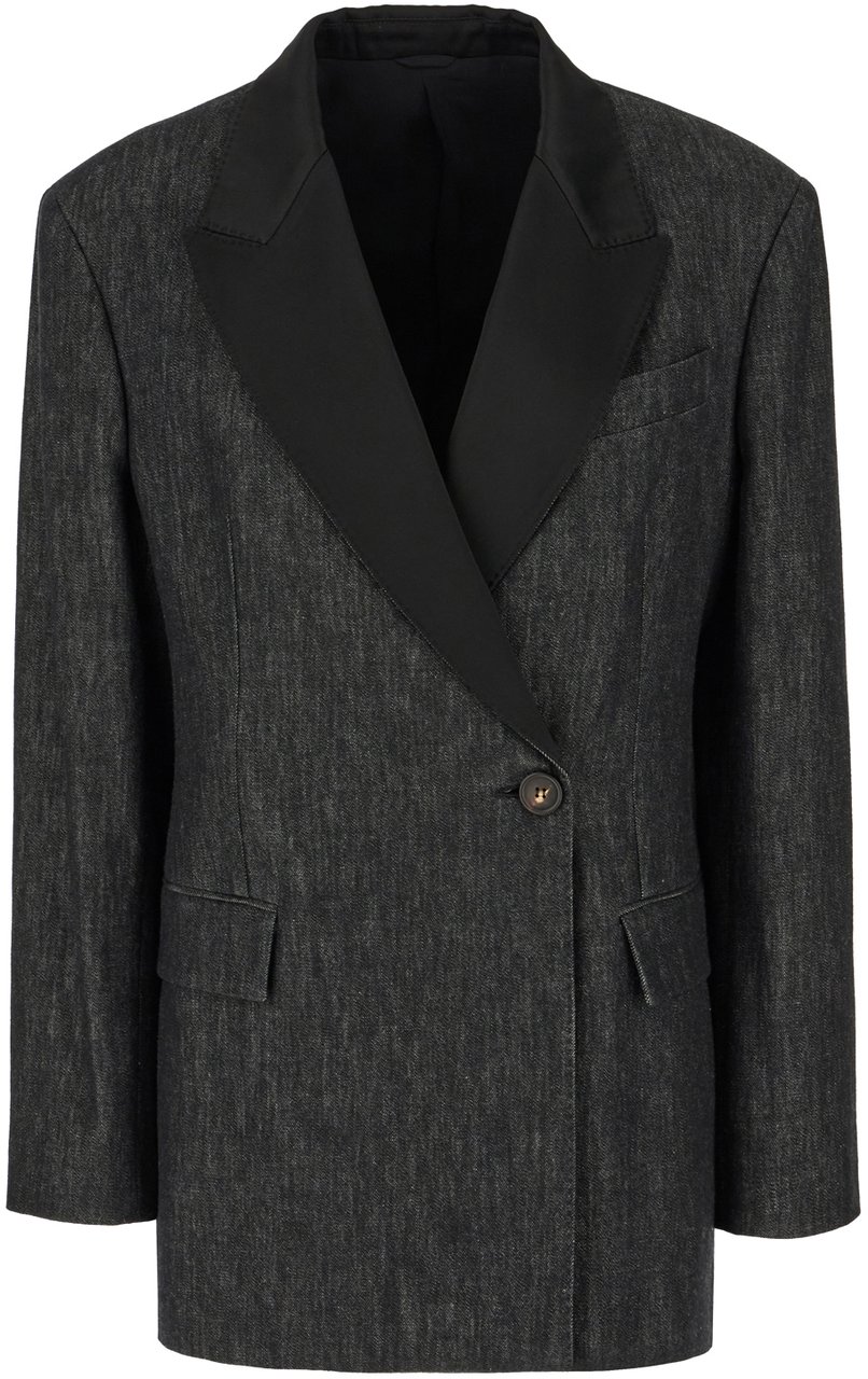 Brunello Cucinelli Brunello Cucinelli Black denim blazer Zwart