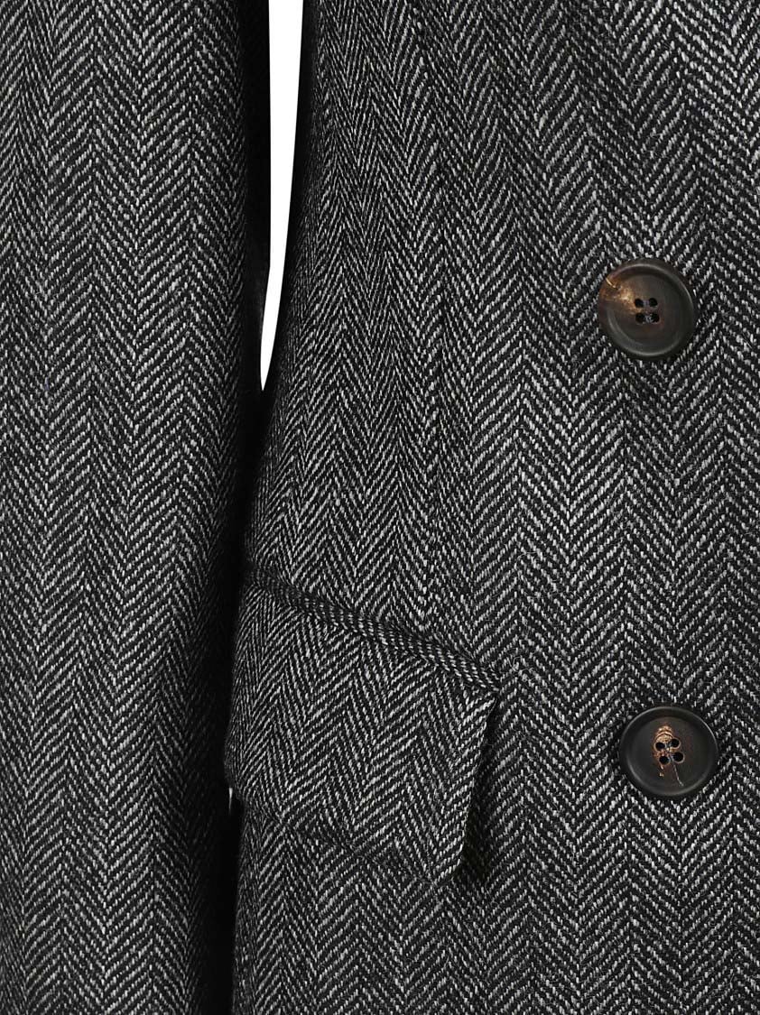 Brunello Cucinelli Double-Breasted Herringbone Tailored Jacket Grijs