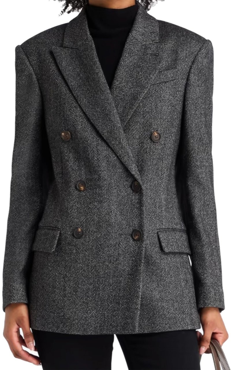 Brunello Cucinelli Brunello Cucinelli Herringbone Wool Blazer Zwart