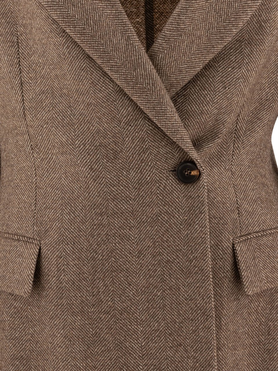 Brunello Cucinelli Brushed techno wool chevron blazer with monili Bruin