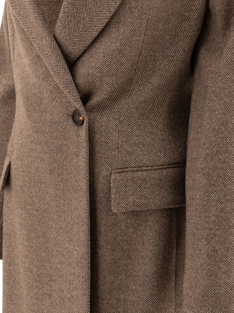 Brunello Cucinelli Brushed techno wool chevron blazer with monili Bruin
