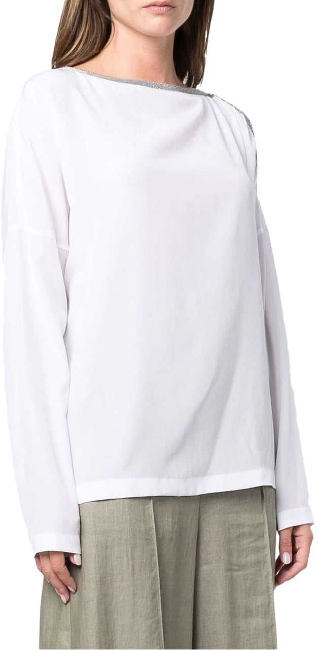 Brunello Cucinelli scollo barca manica lunga white Wit