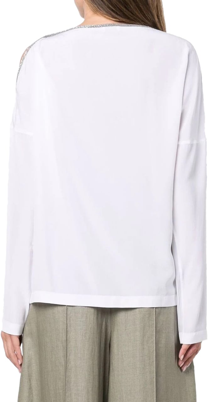 Brunello Cucinelli scollo barca manica lunga white Wit